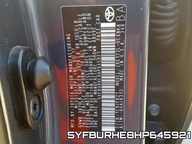 5YFBURHE8HP645921 фото 2