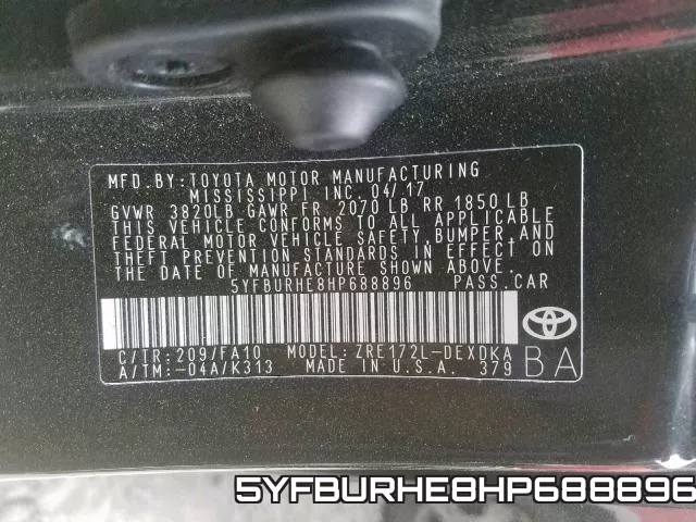5YFBURHE8HP688896 фото 2
