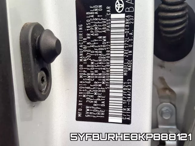 5YFBURHE8KP888121 фото 2