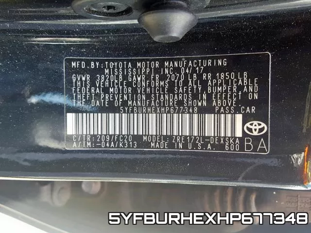 5YFBURHEXHP677348 фото 2