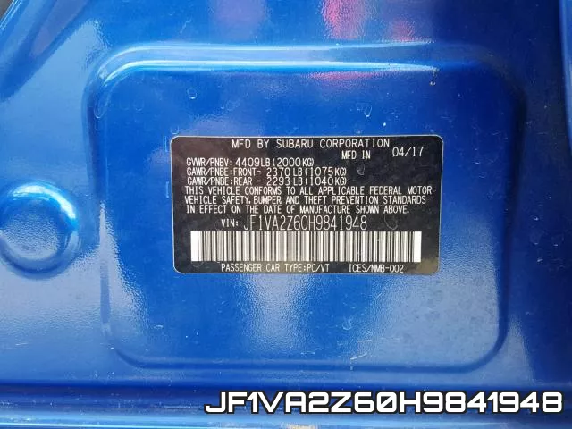 JF1VA2Z60H9841948 фото 2