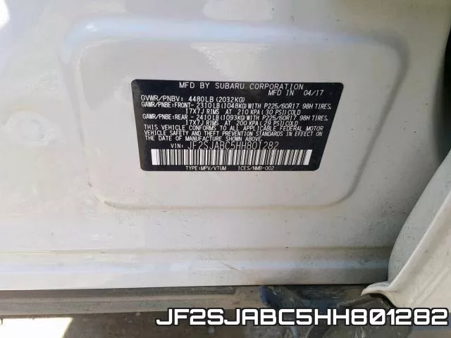 JF2SJABC5HH801282 фото 2
