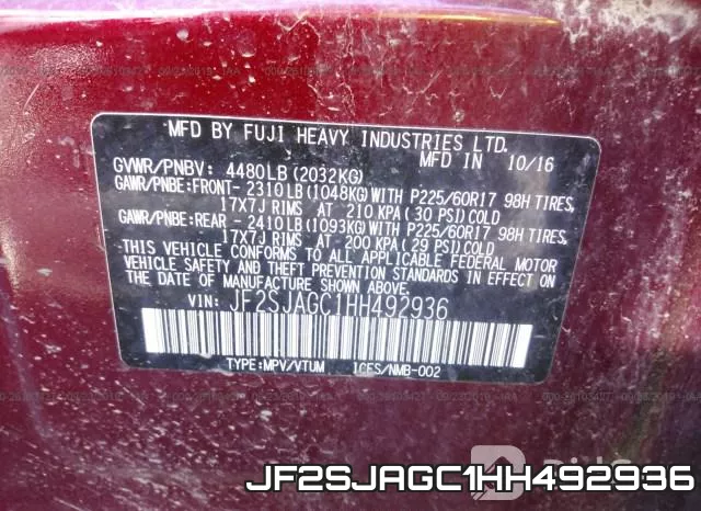 JF2SJAGC1HH492936 фото 9