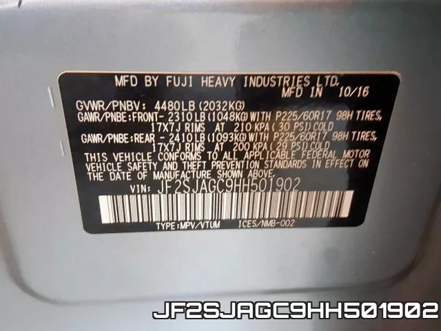 JF2SJAGC9HH501902 фото 2