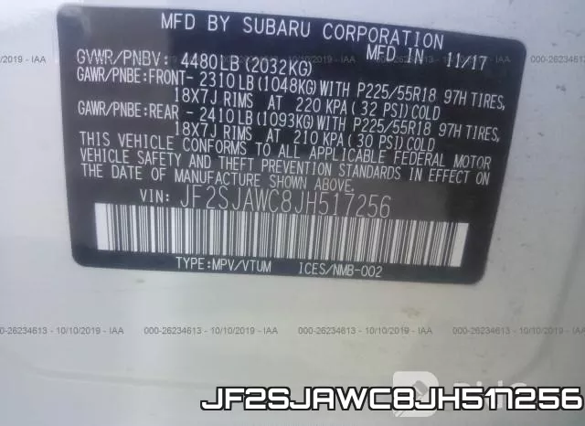 JF2SJAWC8JH517256 фото 8