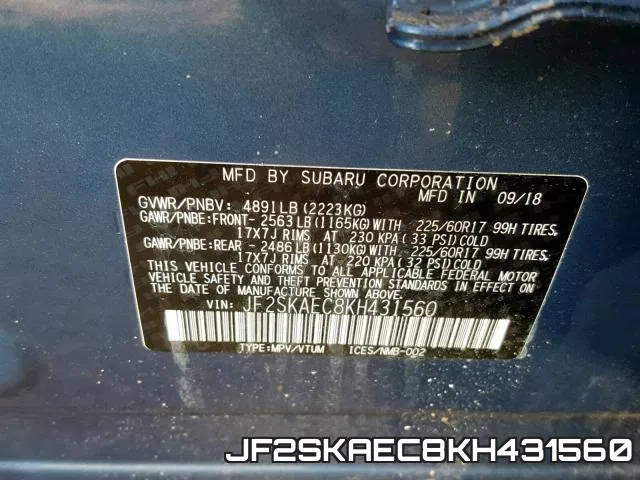 JF2SKAEC8KH431560 фото 2