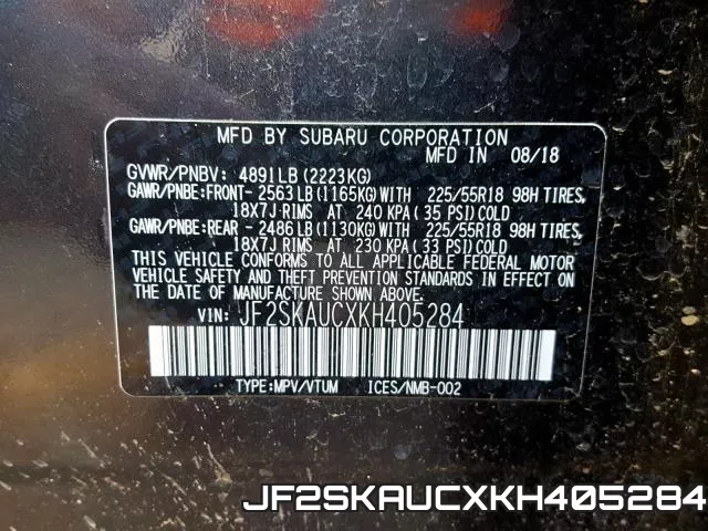 JF2SKAUCXKH405284 фото 2