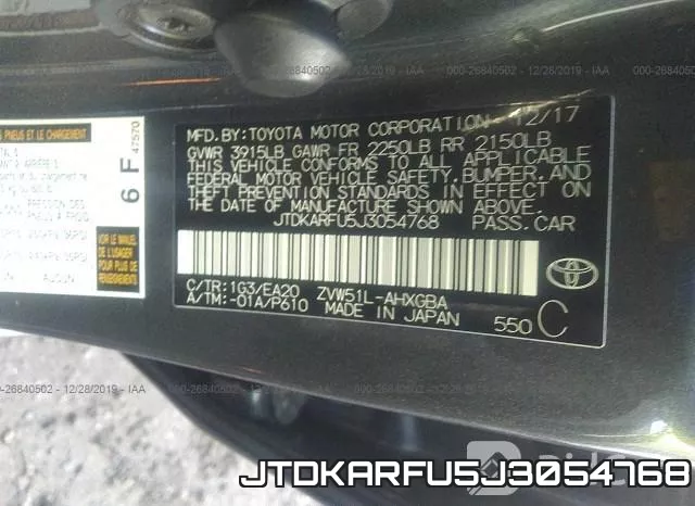 JTDKARFU5J3054768 фото 10