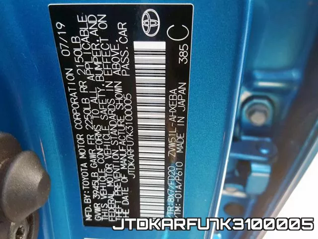 JTDKARFU7K3100005 фото 2
