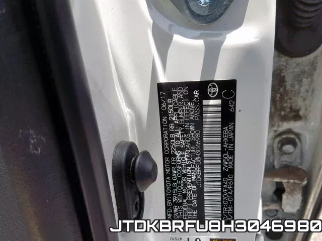 JTDKBRFU8H3046980 фото 2