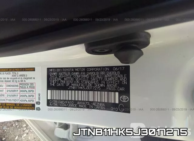 JTNB11HK5J3017275 фото 9