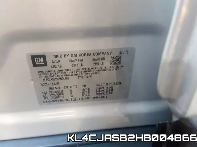 KL4CJASB2HB004866 фото 2