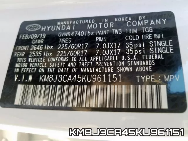 KM8J3CA45KU961151 фото 2