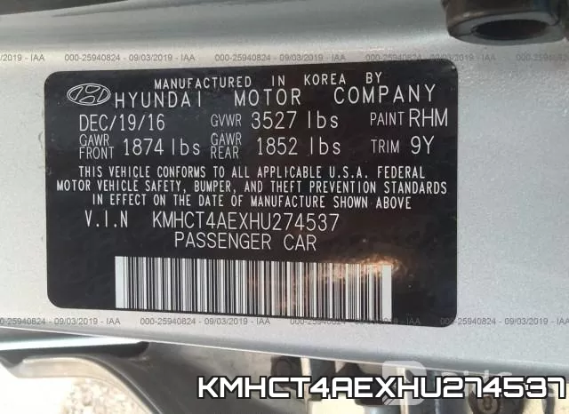 KMHCT4AEXHU274537 фото 9