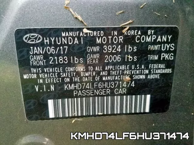 KMHD74LF6HU371474 фото 2