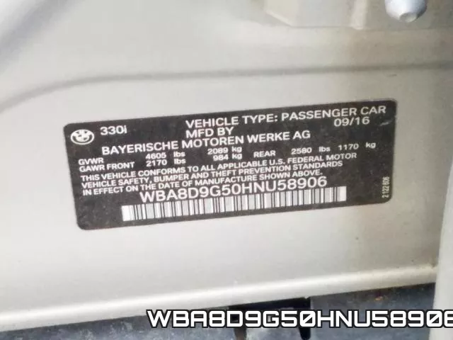 WBA8D9G50HNU58906 фото 2