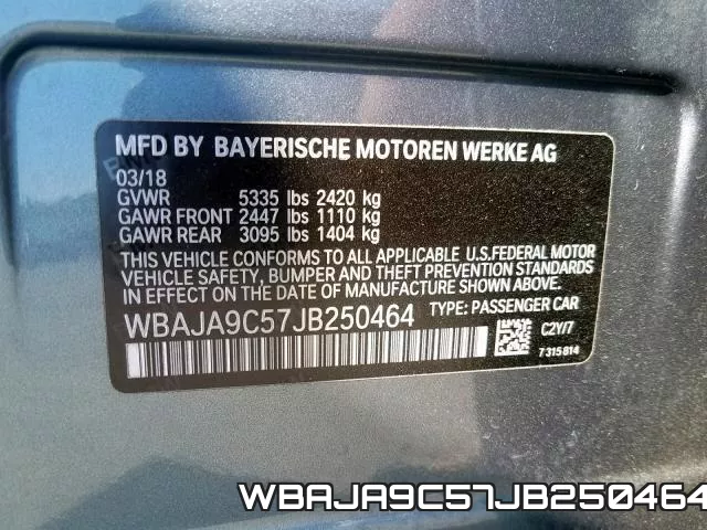 WBAJA9C57JB250464 фото 2