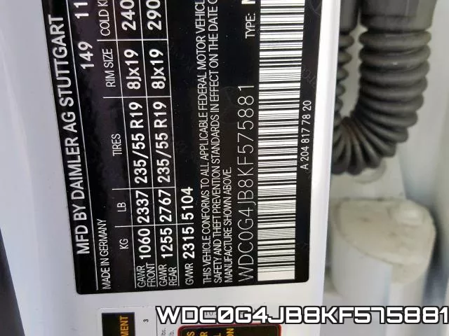 WDC0G4JB8KF575881 фото 2