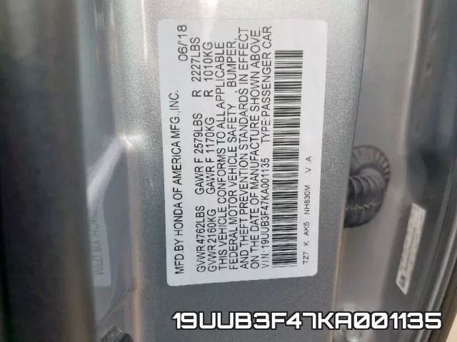 19UUB3F47KA001135 фото 2