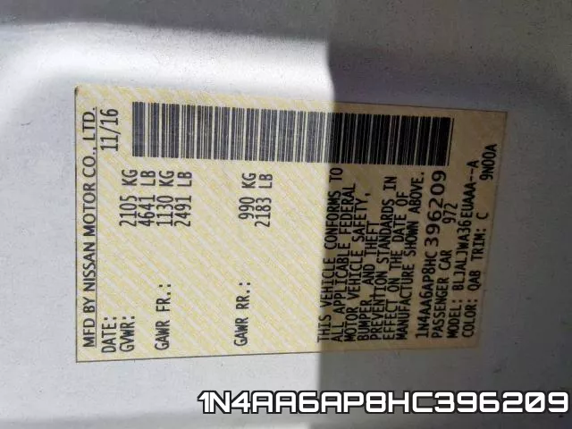 1N4AA6AP8HC396209 фото 2
