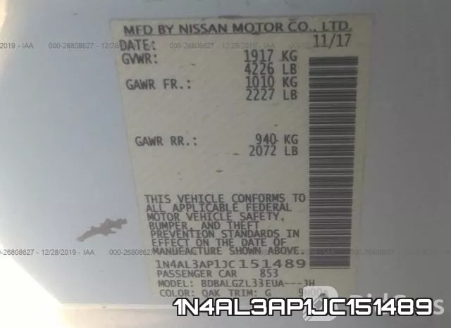 1N4AL3AP1JC151489 фото 9