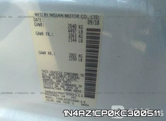 1N4AZ1CP0KC300511 фото 9