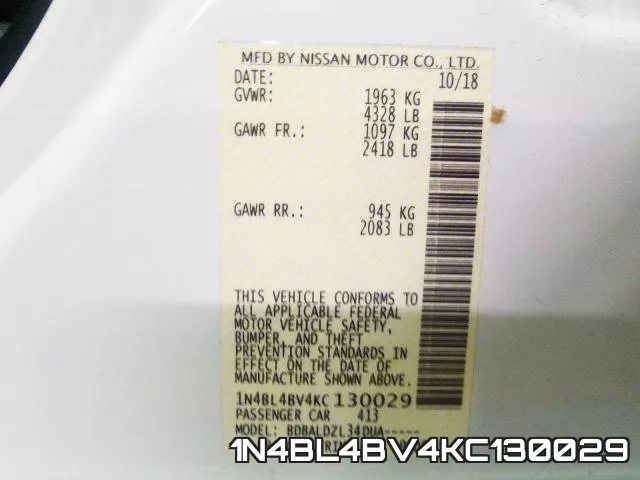 1N4BL4BV4KC130029 фото 2
