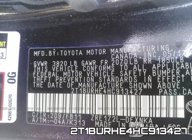2T1BURHE4HC913427 фото 10
