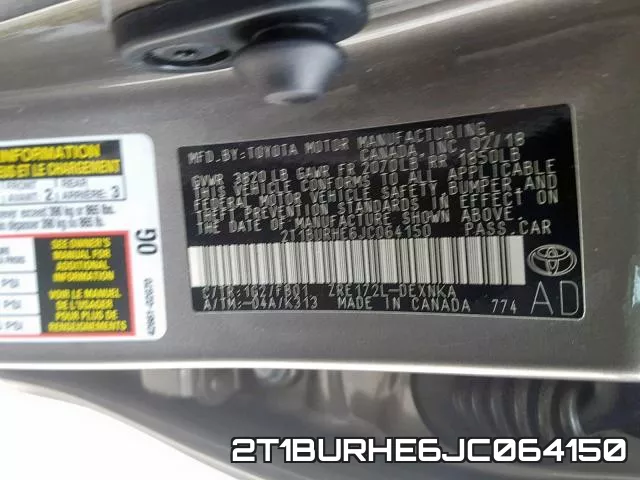 2T1BURHE6JC064150 фото 2