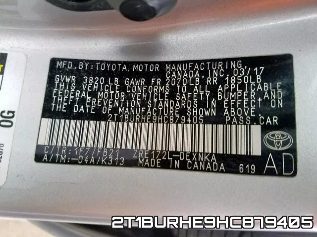 2T1BURHE9HC879405 фото 2