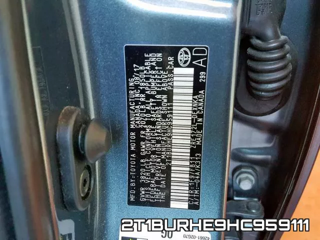 2T1BURHE9HC959111 фото 2