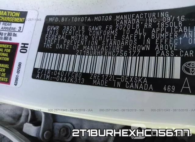 2T1BURHEXHC756177 фото 9