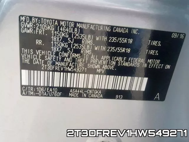 2T3DFREV1HW549271 фото 2
