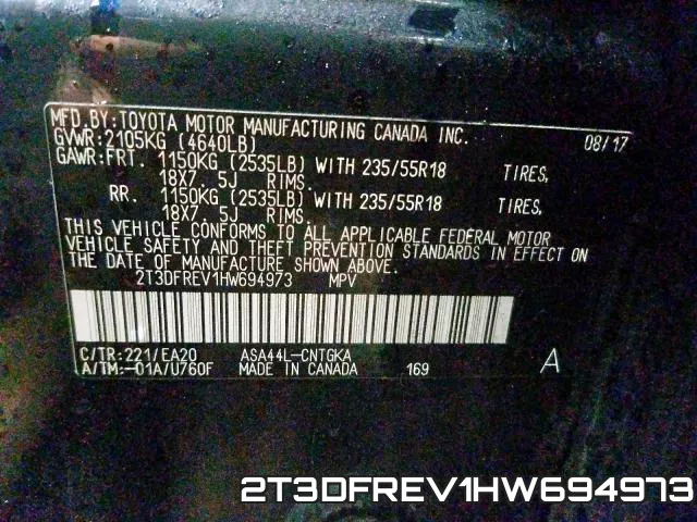 2T3DFREV1HW694973 фото 2