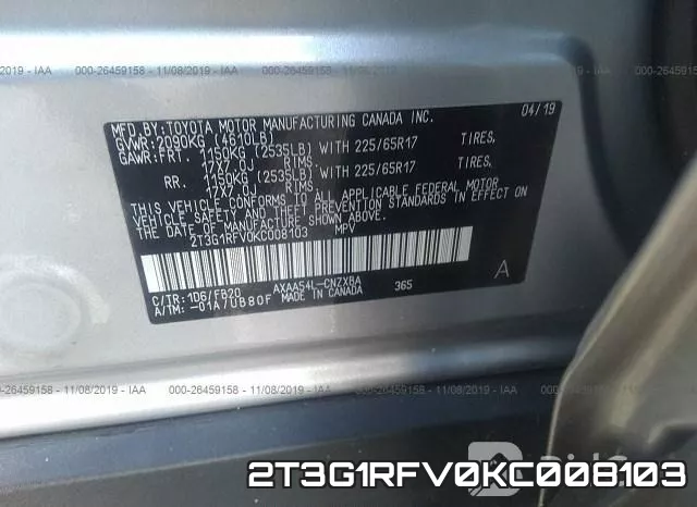 2T3G1RFV0KC008103 фото 10