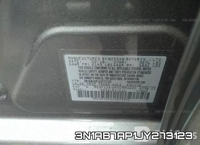3N1AB7AP1JY273123 фото 9