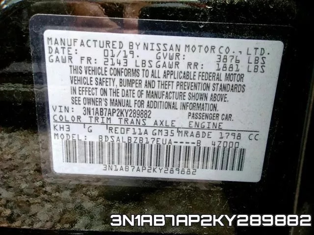 3N1AB7AP2KY289882 фото 2