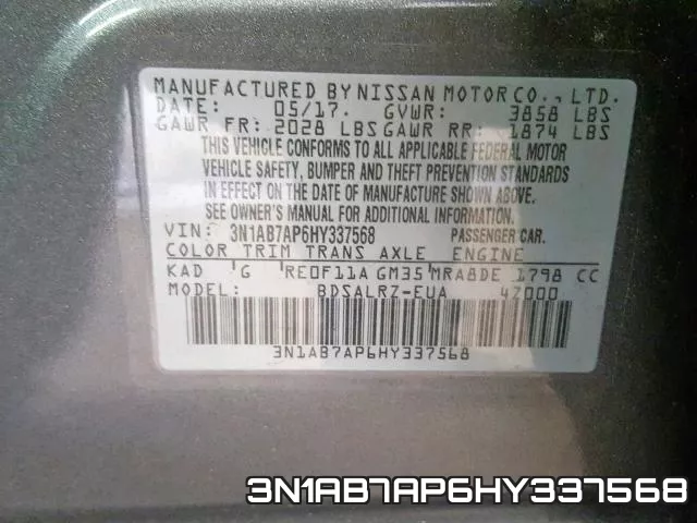 3N1AB7AP6HY337568 фото 2
