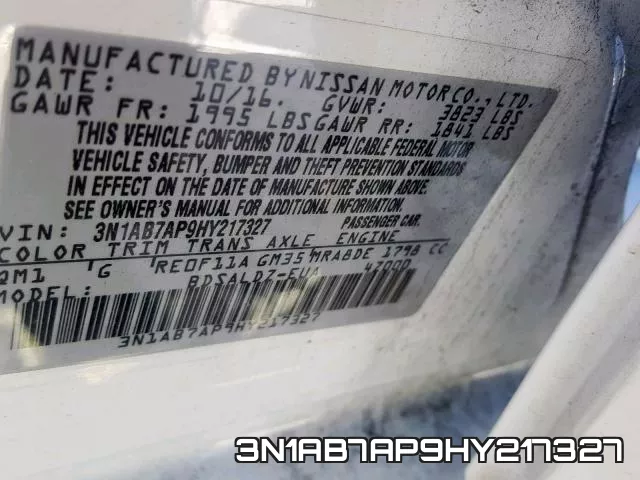 3N1AB7AP9HY217327 фото 2