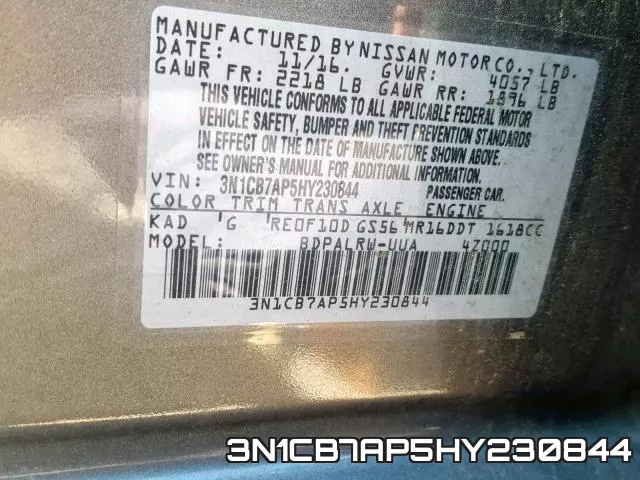 3N1CB7AP5HY230844 фото 2