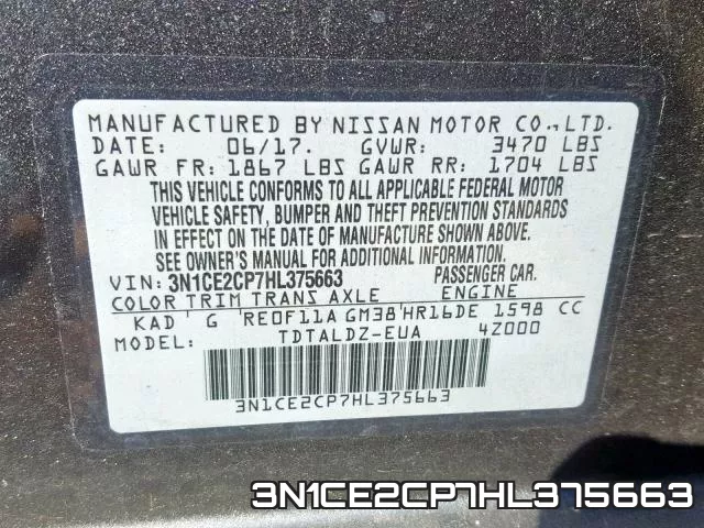 3N1CE2CP7HL375663 фото 2
