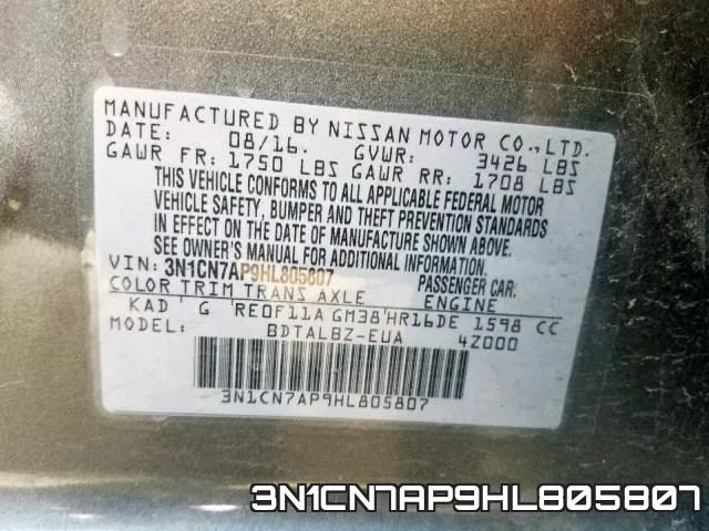 3N1CN7AP9HL805807 фото 2