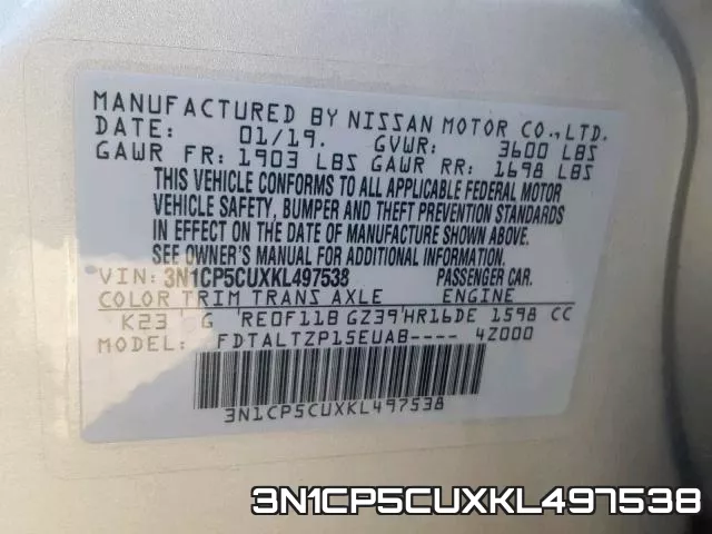 3N1CP5CUXKL497538 фото 2