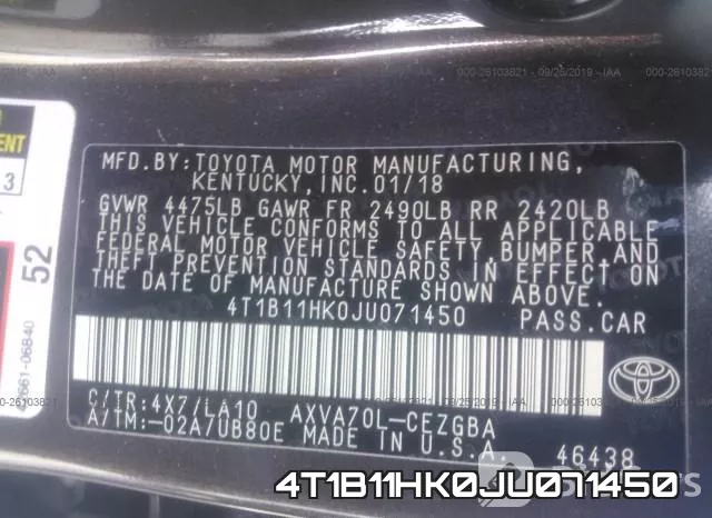 4T1B11HK0JU071450 фото 9