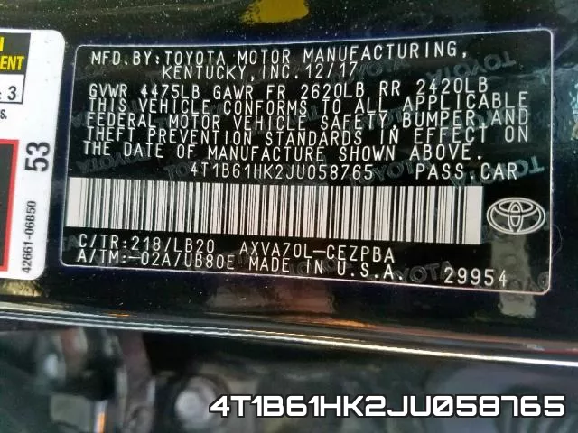 4T1B61HK2JU058765 фото 2
