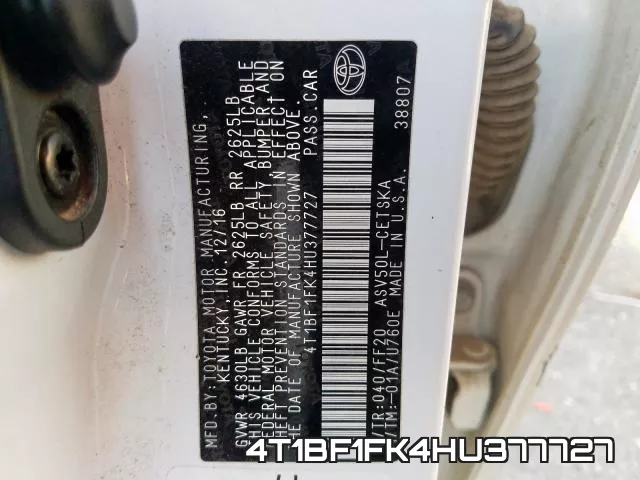 4T1BF1FK4HU377727 фото 2