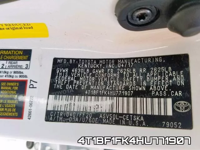 4T1BF1FK4HU771907 фото 2