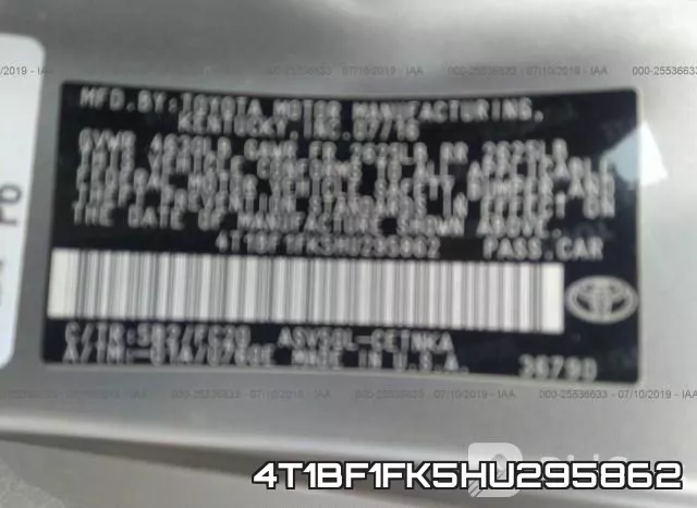 4T1BF1FK5HU295862 фото 10