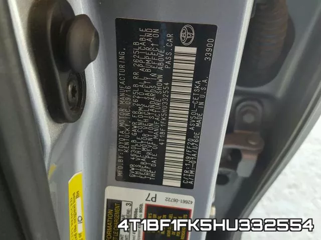 4T1BF1FK5HU332554 фото 2