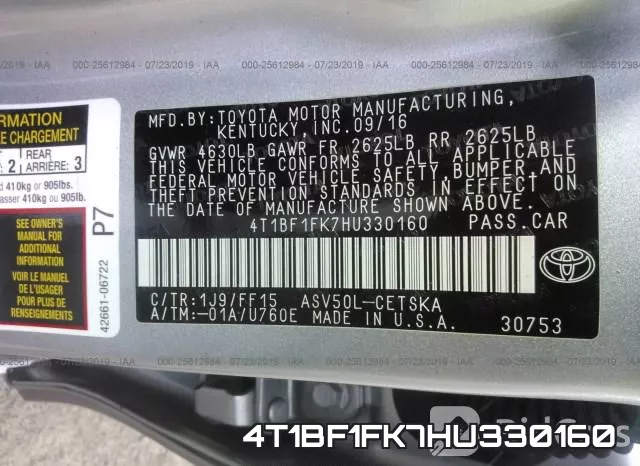 4T1BF1FK7HU330160 фото 10